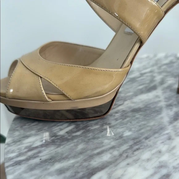Jimmy Choo Tan Patent Leather Heels - Picture 8 of 11
